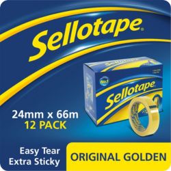 Sellotape Large Core Clear Tape 24mm x 66m Pack of 12 Rolls