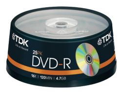 TDK DVD R 47Gb On A Spindle 25Pk 