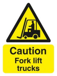 Warning Sign Caution Industrial Trucks 2mm Foam Board 200 x 300 mm