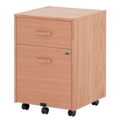 Online Real Wood Veneer 2 Drawer Mobile Filing Pedestal - Oak 650H x 450W x 450D mm