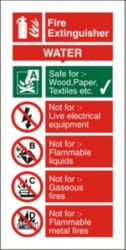 Fire Procedure Sign Water Extinguisher Self Adhesive Vinyl 100 x 200 mm