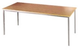 Budget Straight Table Beech Canteen Table Silver Leg 72H x 140W x 80Dcm