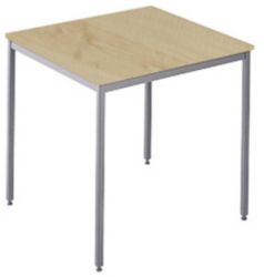 Budget Straight Table Beech Canteen Table Silver Leg