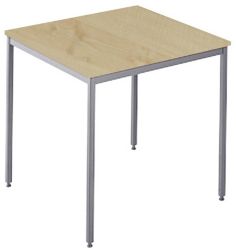 Budget Straight Table Maple Canteen Table Silver Leg