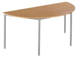 Budget Semi circular Beech Canteen Table Silver Leg 72H x 160W x 80Dcm