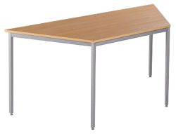 Budget Trapezodial Beech Canteen Table Silver Leg 72H x 160W x 80Dcm