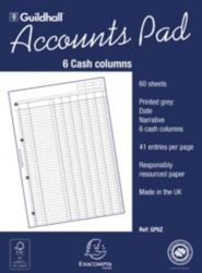 Guildhall Analysis Pads 6 Cash Columns On Each Page 298 x 210 mm