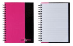 Pink Black Wirebound Hardback Notebooks A6