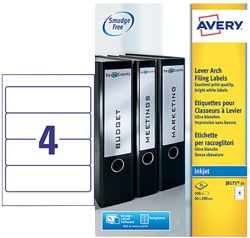 Avery Lever Arch Inkjet Labels 60mm x 200mm 100 Labels Per Box J8171 25