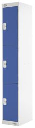 Link Lockers Secure Personal Storage Lockers 3 Door Grey With Blue Doors 300 x 1800 x 450 mm