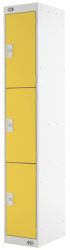 Link Lockers Secure Personal Storage Lockers 3 Door Grey With Yellow Doors 300 x 1800 x 450 mm