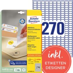 Avery 270 Per Sheet White Mini Laser Labels 10 x 178mm