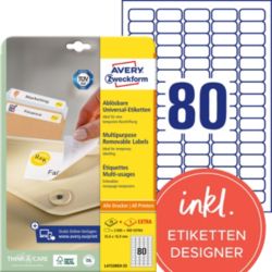 Avery 80 Per Sheet Removable Labels 356 x 169mm L4732REV 25 