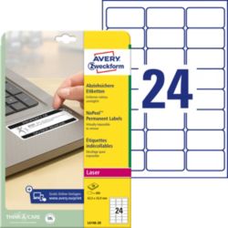 Avery NoPEEL Laser Labels 635 x 339mm 24 Per Sheet