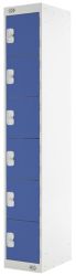 Link Lockers Secure Personal Storage Lockers 6 Door Grey With Blue Doors 300 x 1800 x 450 mm