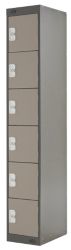 Link Lockers Secure Personal Storage Lockers 6 Door Coffee And Cream 300 x 1800 x 450 mm