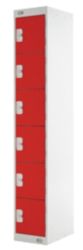 Link Lockers Secure Personal Storage Lockers 6 Door Grey With Red Doors 300 x 1800 x 450 mm
