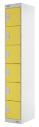 Link Lockers Secure Personal Storage Lockers 6 Door Grey With Yellow Doors 300 x 1800 x 450 mm