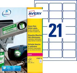 Avery Heavy Duty Laser Labels 21 Labels per Sheet 635 x 381mm L7060 25 