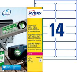 Avery Heavy Duty Laser Labels 14 Labels per Sheet 991 x 381mm L6063 25 