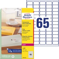 Avery Mini Address Clear Laser Labels 65 Per Sheet 212 x 381mm