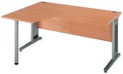 Largo Beech Effect Left Hand Ergonomic Desk Beech 160W x 120D x 73H cm 