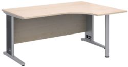 Largo Maple Effect Right Hand Ergonomic Desk Maple 160W x 120D x 73H cm 