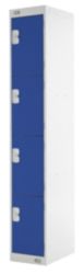 Link Lockers Secure Personal Storage Lockers 4 Door Grey With Blue Doors 300 x 1800 x 450 mm