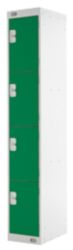 Link Lockers Secure Personal Storage Lockers 4 Door Grey With Green Doors 300 x 1800 x 450 mm