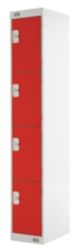 Link Lockers Secure Personal Storage Lockers 4 Door Grey With Red Doors 300 x 1800 x 450 mm