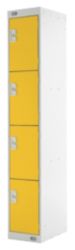 Link Lockers Secure Personal Storage Lockers 4 Door Grey With Yellow Doors 300 x 1800 x 450 mm