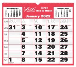 Letts Large Monthly Calendar 351 x 405 mm