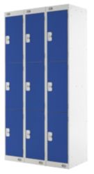 Link Lockers Nest Of Three 3 Door Lockers Grey With Blue Doors