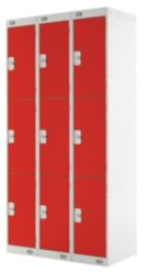 Link Lockers Nest Of Three 3 Door Lockers Grey With Red Doors