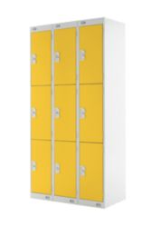 Link Lockers Nest Of Three 3 Door Lockers Grey With Yellow Doors