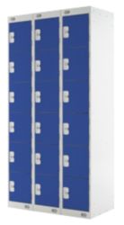 Link Lockers Nest Of Three 6 Door Lockers Grey With Blue Doors