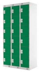 Link Lockers Nest Of Three 6 Door Lockers Grey With Green Doors