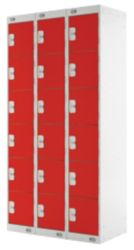 Link Lockers Nest Of Three 6 Door Lockers Grey With Red Doors