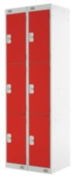 Link Lockers Nest Of Two 3 Door Lockers Grey With Red Doors