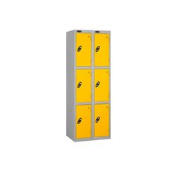 Link Lockers Nest Of Two 3 Door Lockers Grey With Yellow Doors