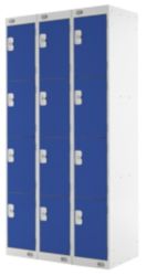Link Lockers Nest Of Three 4 Door Lockers Grey With Blue Doors