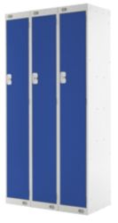 Link Lockers Nest Of Three Single Door Lockers Grey With Blue Doors