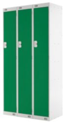 Link Lockers Nest Of Three Single Door Lockers Grey With Green Doors