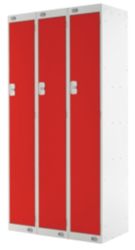Link Lockers Nest Of Three Single Door Lockers Grey With Red Doors