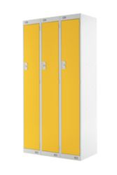 Link Lockers Nest Of Three Single Door Lockers Grey With Yellow Doors