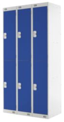 Link Lockers Nest Of Three 2 Door Lockers Grey With Blue Doors