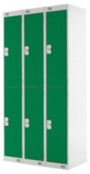 Link Lockers Nest Of Three 2 Door Lockers Grey With Green Doors