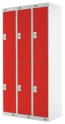 Link Lockers Nest Of Three 2 Door Lockers Grey With Red Doors