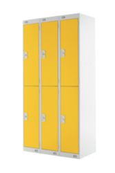 Link Lockers Nest Of Three 2 Door Lockers Grey With Yellow Doors