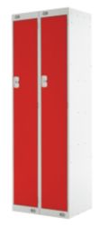 Link Lockers Nest Of Two Single Door Lockers Grey With Red Doors